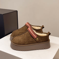 Ethnic-style embroidered thick-soled snow boots