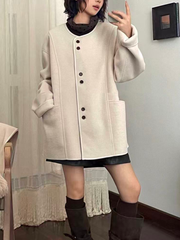 Women's woolen mid-length coat (with scarf)