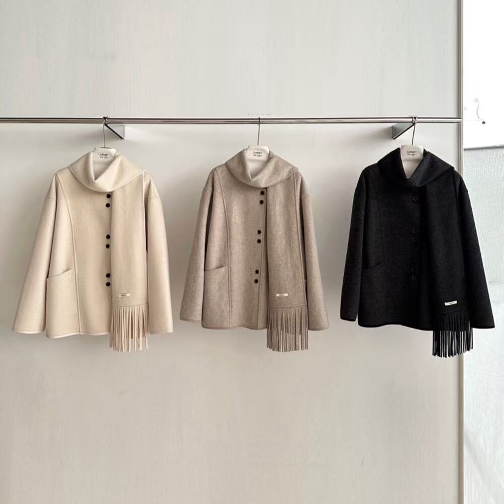 Women's woolen mid-length coat (with scarf) Women's woolen mid-length coat (with scarf)