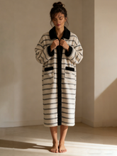 Coral fleece striped bathrobe