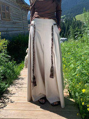 Loose and casual straight-leg pants with a drawstring decoration at the waist