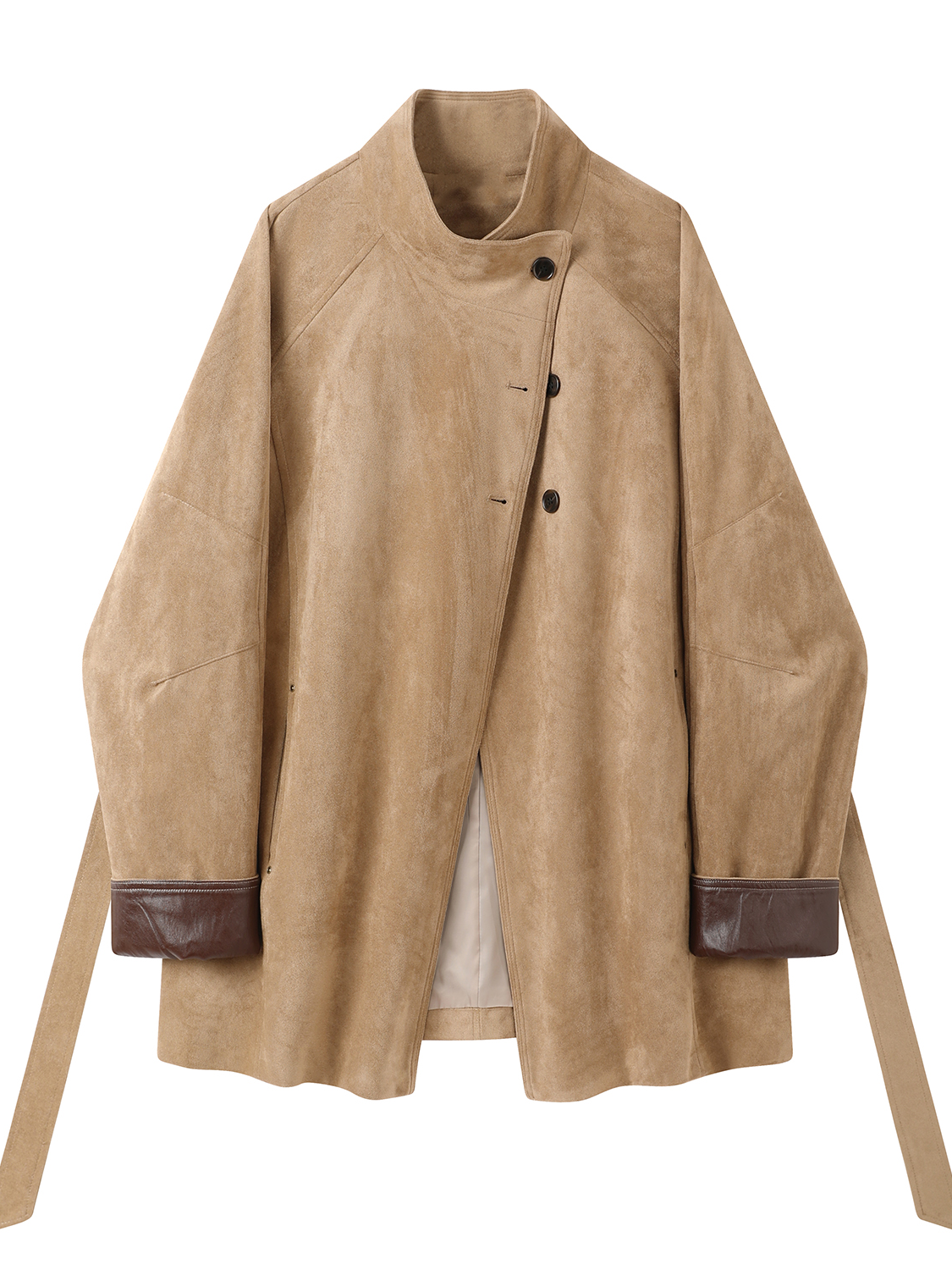 A casual coat with spliced cuffs and straps for women A casual coat with spliced cuffs and straps for women