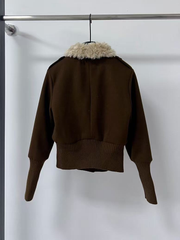 Women's lapel woolen patchwork knitted fashion coat