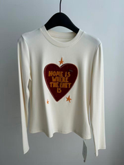 Ladies' casual heart-shaped printed casual long-sleeved shirt