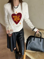 Ladies' casual heart-shaped printed casual long-sleeved shirt
