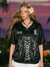 Silk patchwork printed casual T-shirt