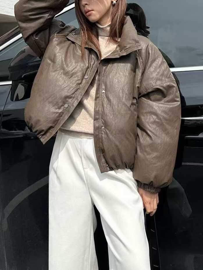 Women's leather casual down jacket Women's leather casual down jacket