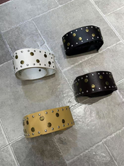 Ladies' long-sleeved top with willow studs, one-shoulder(Including the belt)