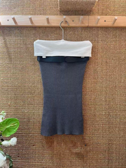 Ladies' knitted strapless vest with adjustable belt