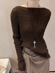 A special textured knitted fringed top for women