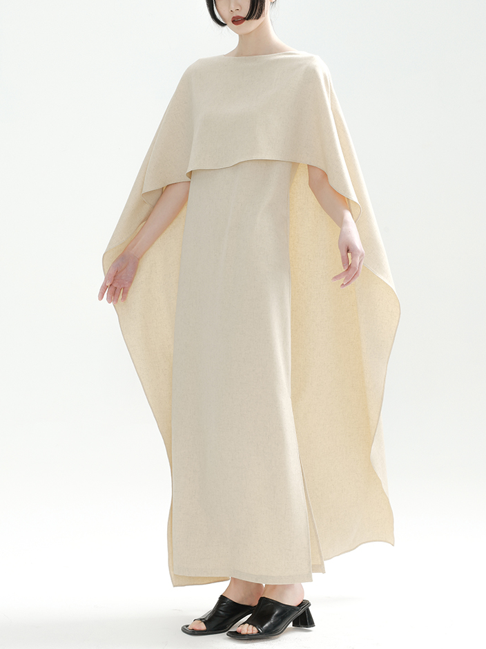 Double-layer knitted long robe dress
