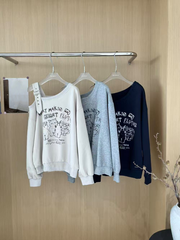 Printed knitted halter long-sleeved top