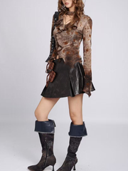 A lady's necklace with tie-dyed lace top