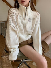 Women's knitted casual stand-up collar coat