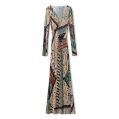 Ladies' printed long-sleeved dress
