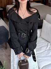 Sexy one-shoulder windproof coat