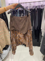 A Bohemian tie-dye patchwork skirt for women