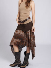 A Bohemian tie-dye patchwork skirt for women