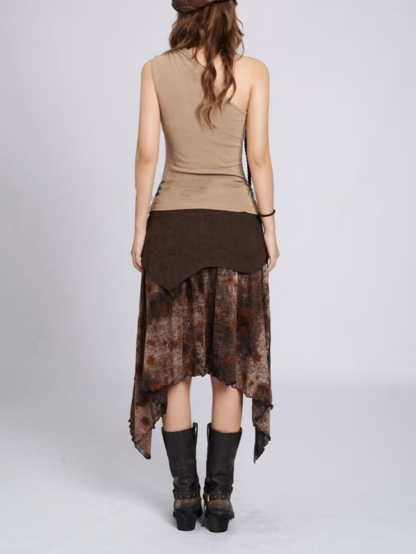 A Bohemian tie-dye patchwork skirt for women A Bohemian tie-dye patchwork skirt for women