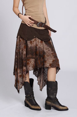 A Bohemian tie-dye patchwork skirt for women