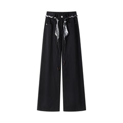Ladies' silk scarf straight-leg pants