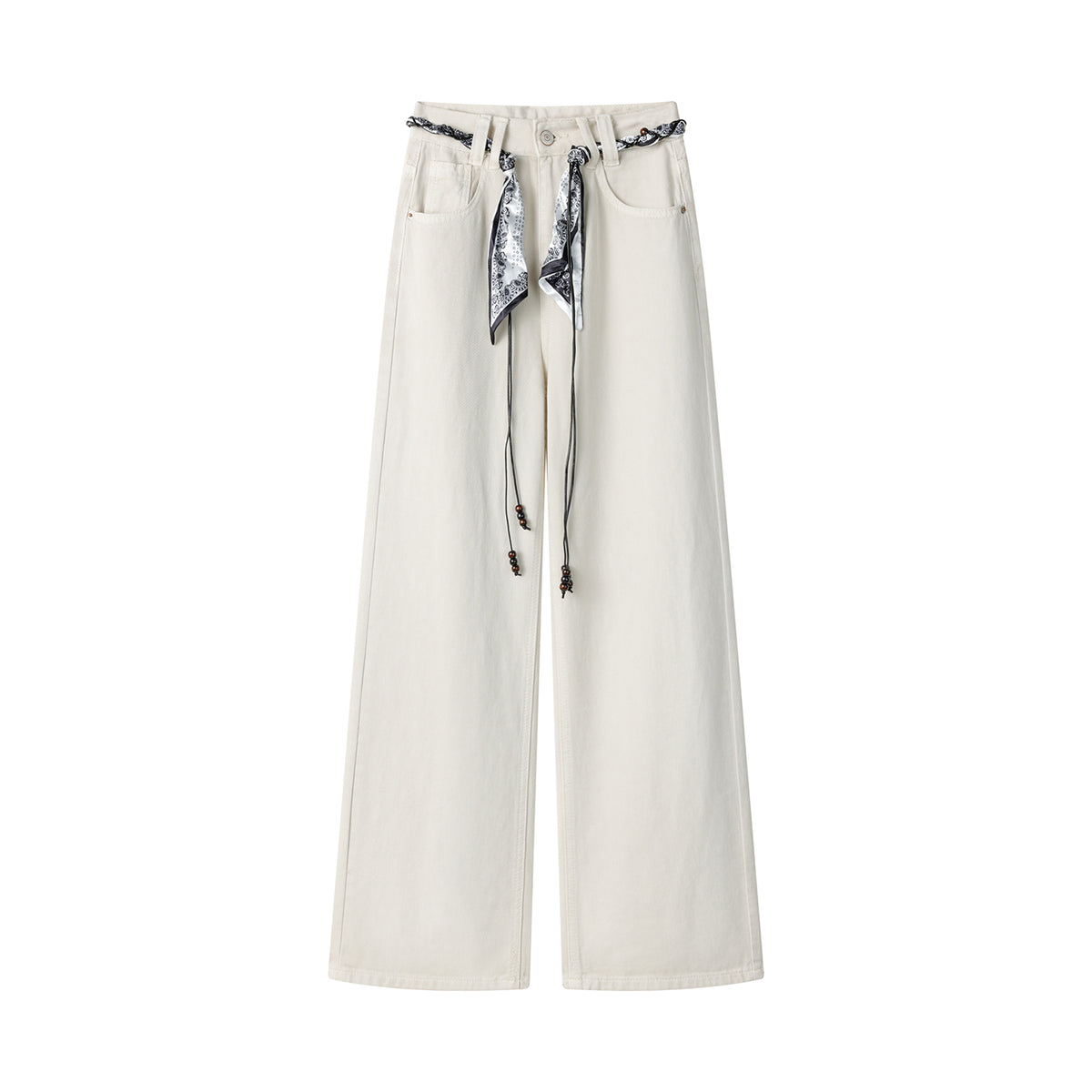 Ladies' silk scarf straight-leg pants