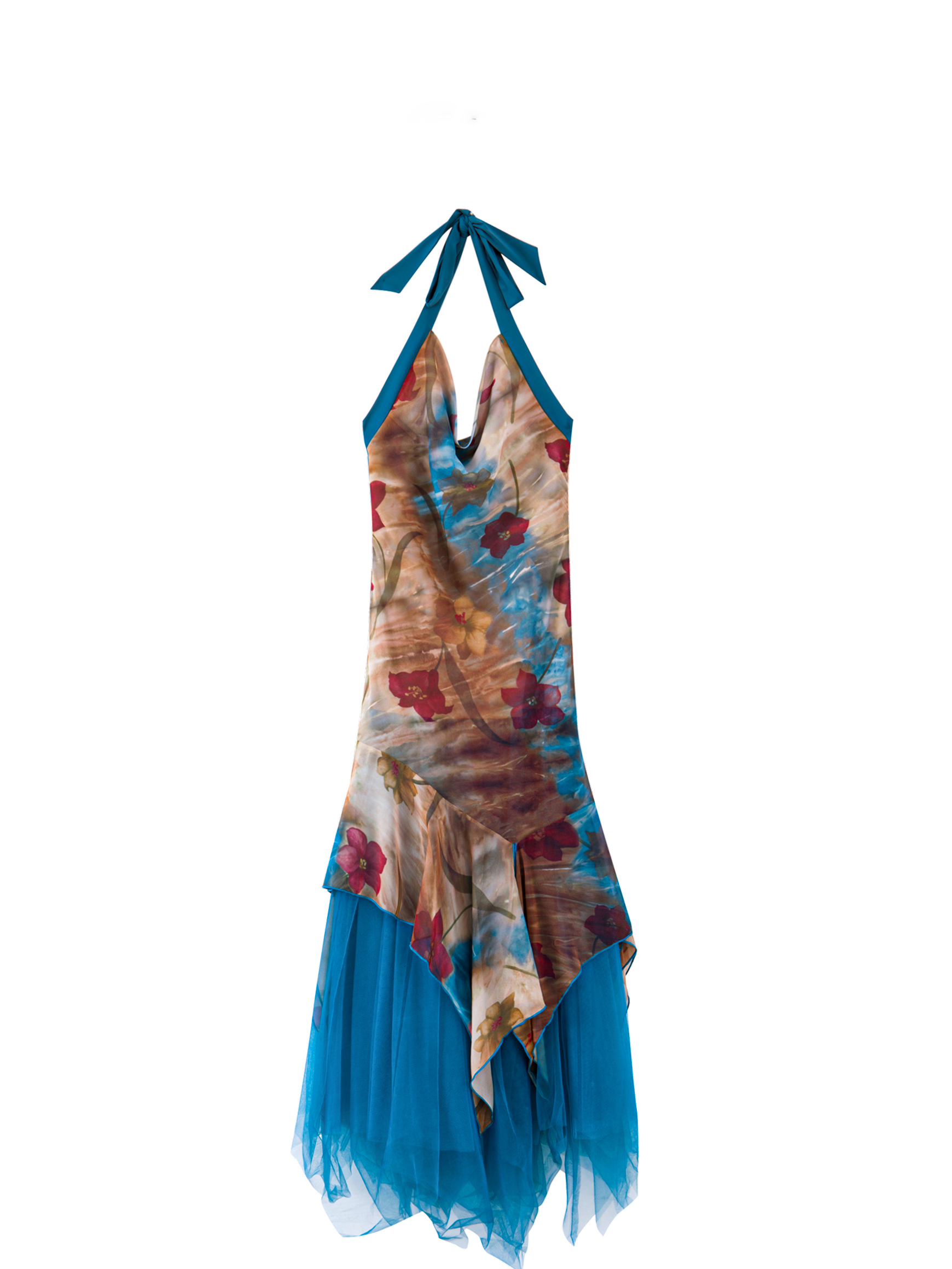 French halter-neck printed dress French halter-neck printed dress