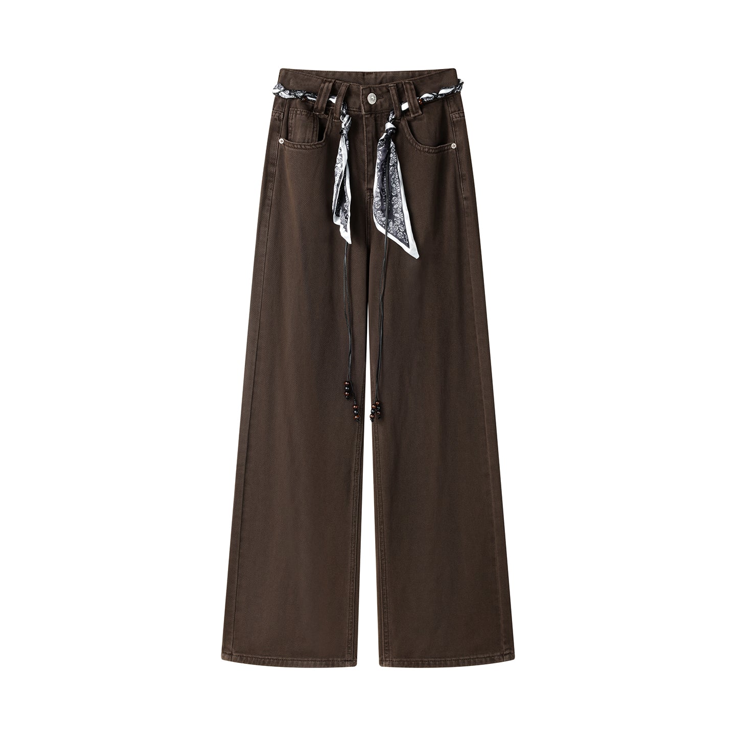 Ladies' silk scarf straight-leg pants