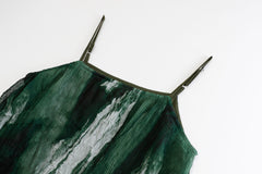 French green printed halter dress