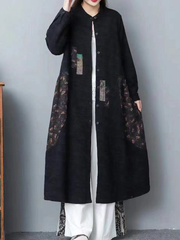 Ladies' long-sleeved retro patchwork dress