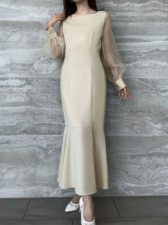 Ladies' lace long-sleeved patchwork dress Ladies' lace long-sleeved patchwork dress