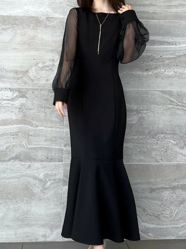 Ladies' lace long-sleeved patchwork dress
