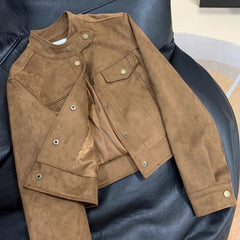 Short suede leather jacket