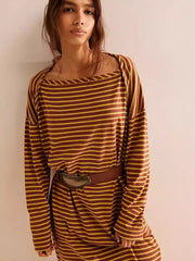 Women's striped pullover long-sleeved dress