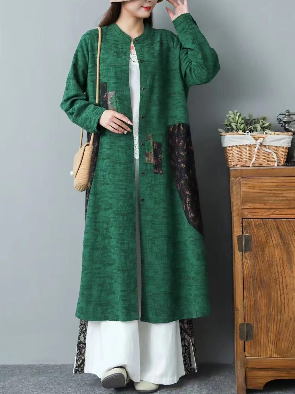 Ladies' long-sleeved retro patchwork dress Ladies' long-sleeved retro patchwork dress