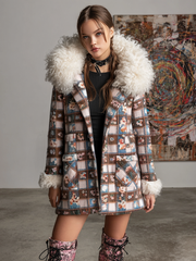 Fashionable women's plush printed coat