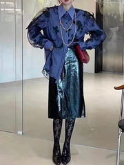 Ladies' lace butterfly patchwork casual shirt