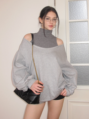 Off-shoulder pullover casual sweatshirt