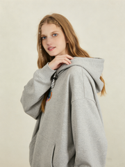 Embroidered casual hooded sweatshirt