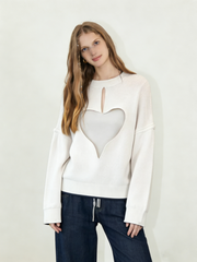 Hollow-out patchwork casual sweatshirt