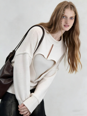 Hollow-out patchwork casual sweatshirt