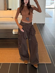 Ladies' trendy shoulder bag and cargo pants (including belt and bag)