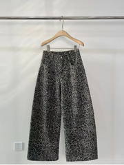 Ladies' leopard print straight-leg casual pants