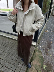 Women's leather casual down jacket