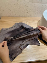 Long-sleeved top with gauze print for women