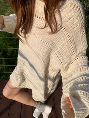 Loose knitted casual top for women (including hat)