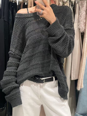 Loose knitted casual top for women (including hat)