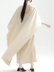 Double-layer knitted long robe dress