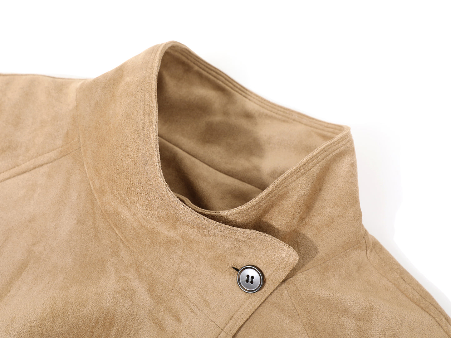 A casual coat with spliced cuffs and straps for women