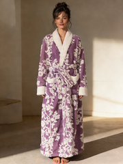 Coral fleece lilac bathrobe